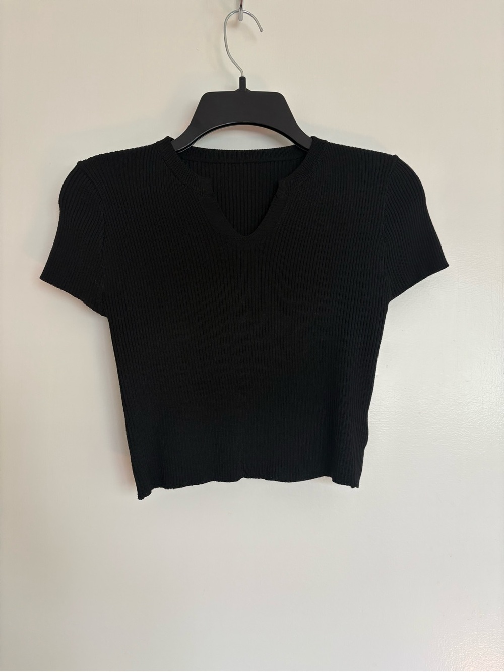 J.INC Black Ribbed Short Sleeve Top
